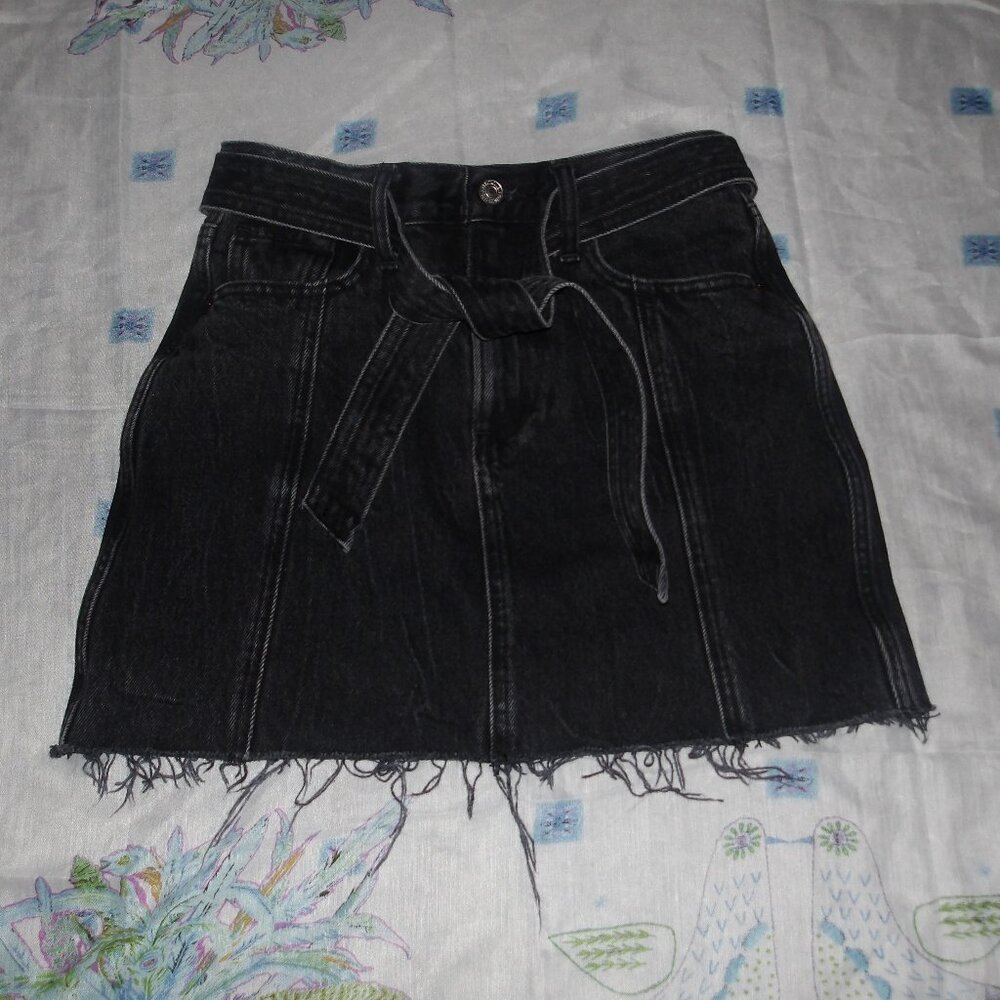 Black denim skirt